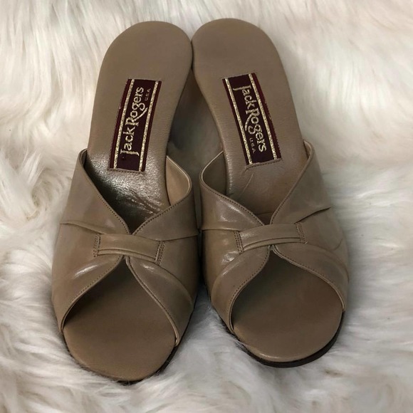 Jack Rogers Lightweight Tan Leather Wedges 6.5